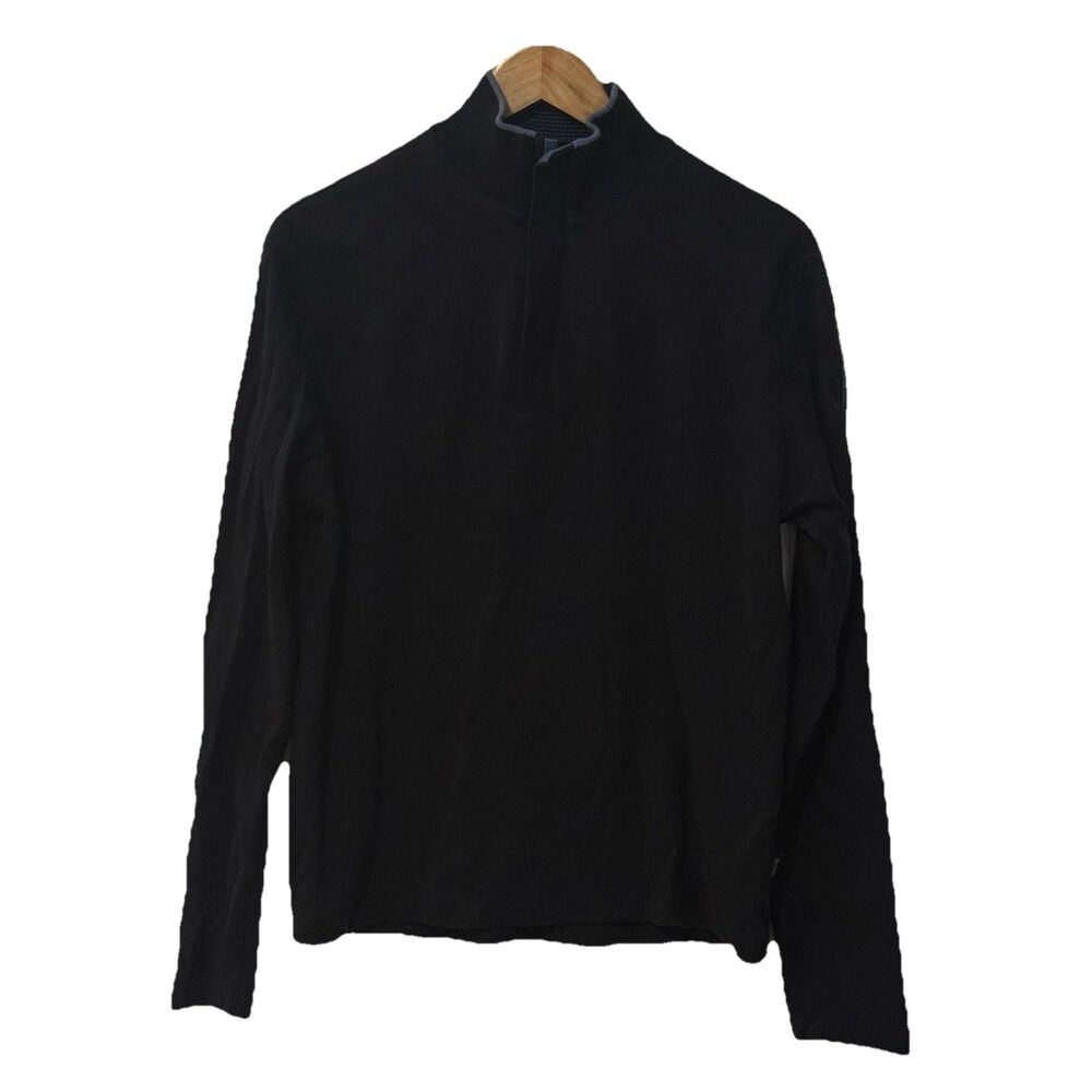 Hugo Boss Piceno 01 Mock Neck Snap Sweater Dark Navy Cotton Regular Fit M
